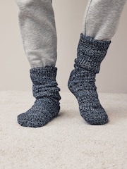 Navy Blue Ombre Cable Slipper Socks - Image 1 of 4