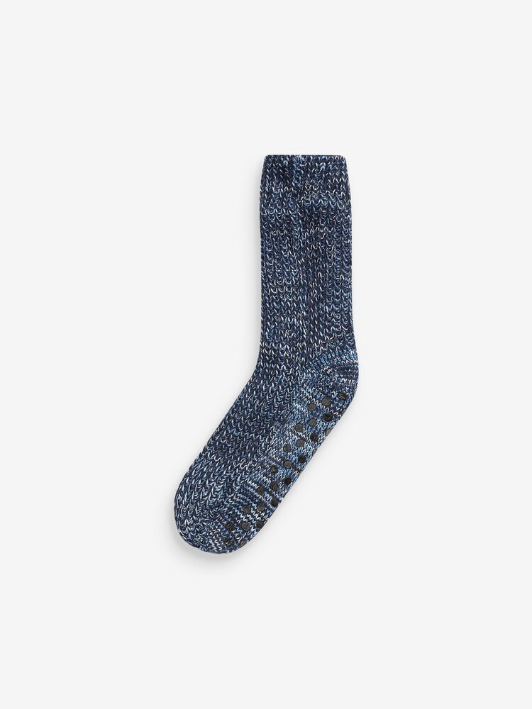 Navy Blue Ombre Cable Slipper Socks - Image 4 of 4