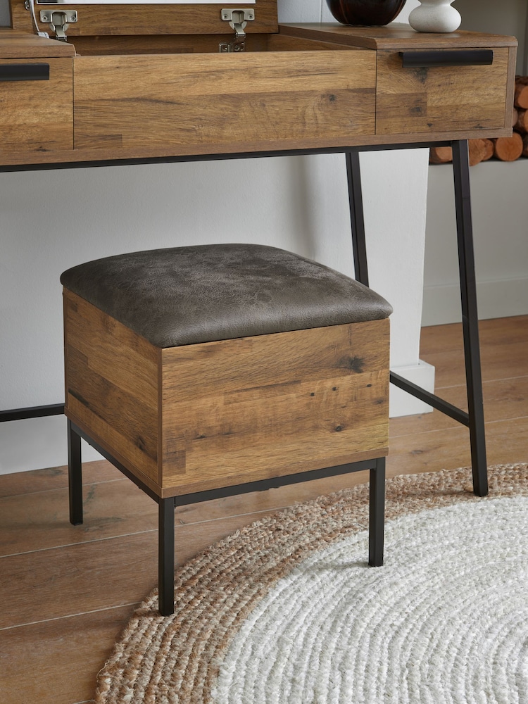 Oak Effect Bronx Storage Footstool - Image 1 of 6