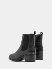 Evans Black Extra Wide Fit Leather Block Heel Chelsea Boots - Image 4 of 4