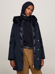 Синяя дутая парка с капюшоном Tommy Hilfiger - Изображение 1 из 9