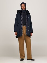 Синяя дутая парка с капюшоном Tommy Hilfiger - Изображение 3 из 9