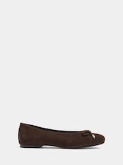 Evans Brown Suede Ballerina Pumps in Wide E Fit - Image 1 of 4
