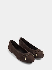 Evans Brown Suede Ballerina Pumps in Wide E Fit - Image 2 of 4