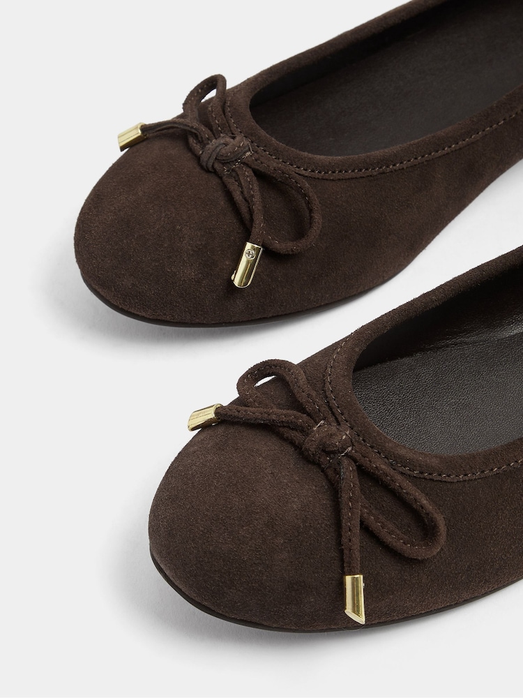 Evans Brown Suede Ballerina Pumps in Wide E Fit - Image 4 of 4