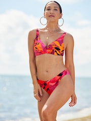 Myleene Klass Black/Pink Floral Wired Crop Bikini Top - Image 1 of 6