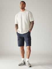 Navy Blue Belted Cargo Shorts - Image 2 of 11