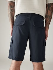 Navy Blue Belted Cargo Shorts - Image 3 of 11