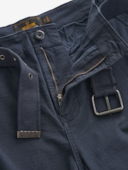 Navy Blue Belted Cargo Shorts - Image 7 of 11
