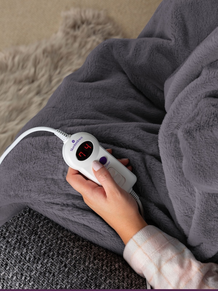 Slumberdown Grey Elegantly Warm Luxury Heated Throw 9 Settings Elegantly Warm Luxury Heated Throw - Image 2 of 4