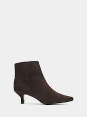 Evans Brown Extra Wide Fit Suede Kitten Heel Pointed Boots - Image 2 of 5