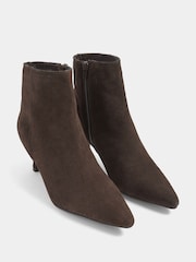 Evans Brown Extra Wide Fit Suede Kitten Heel Pointed Boots - Image 3 of 5