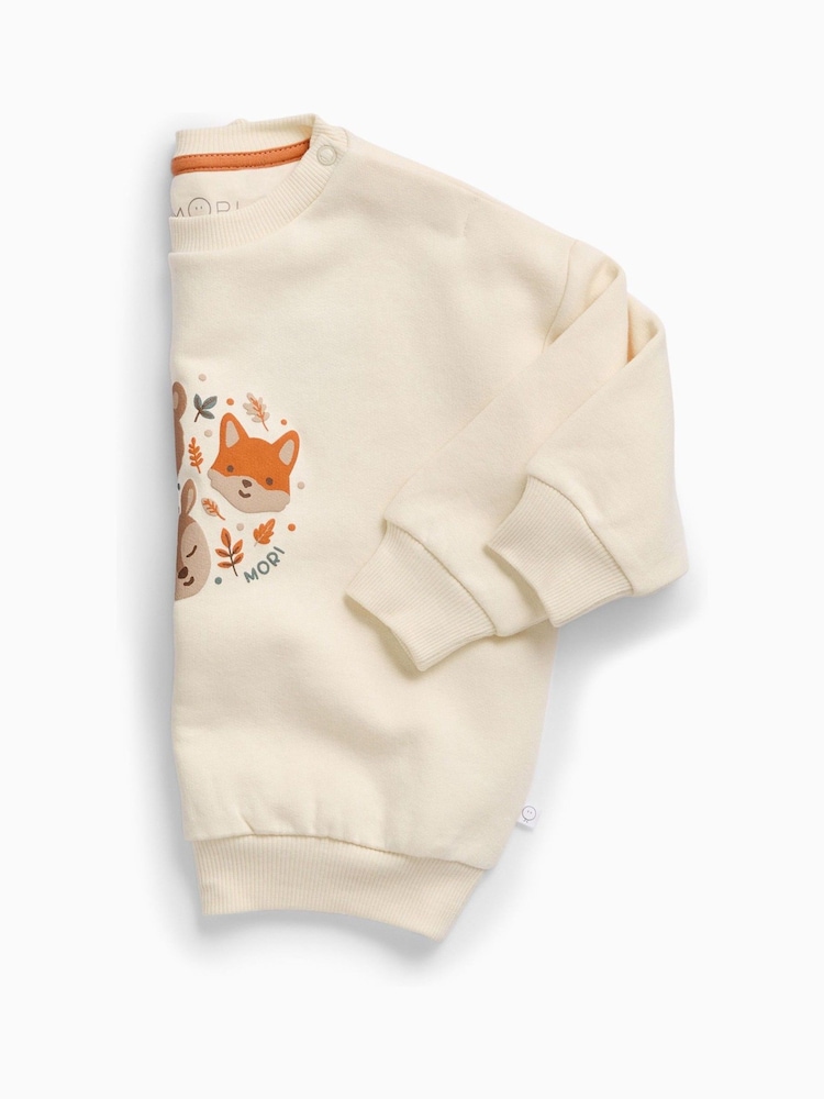 MORI Cream Supersoft Woodland Placement Print Sweatshirt - Image 3 of 3 MORI Cream Supersoft Woodland Placement Print Sweatshirt - Image 3 of 3