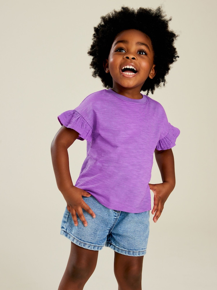 Purple Frill Short Sleeve T-Shirt (3mths-7yrs) - Image 1 of 8