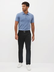 Black Slim Fit Belted Soft Touch Chino Trousers - Image 2 of 9