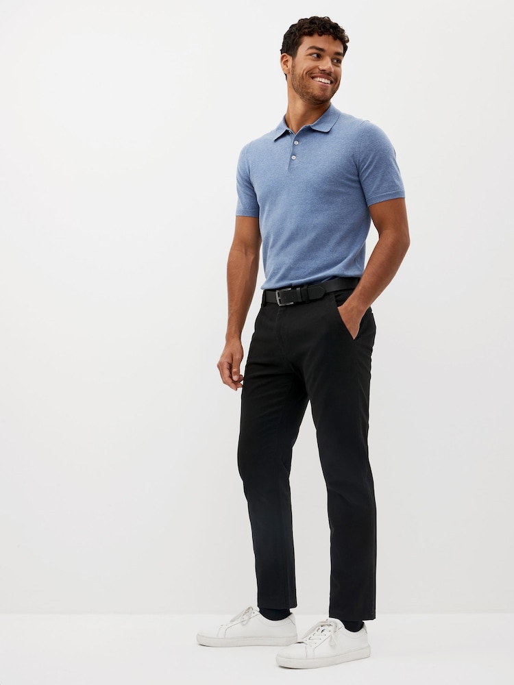 Black Slim Fit Belted Soft Touch Chino Trousers - Image 3 of 9