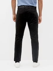 Black Slim Fit Belted Soft Touch Chino Trousers - Image 4 of 9