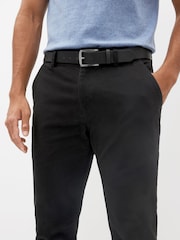 Black Slim Fit Belted Soft Touch Chino Trousers - Image 5 of 9