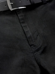 Black Slim Fit Belted Soft Touch Chino Trousers - Image 8 of 9
