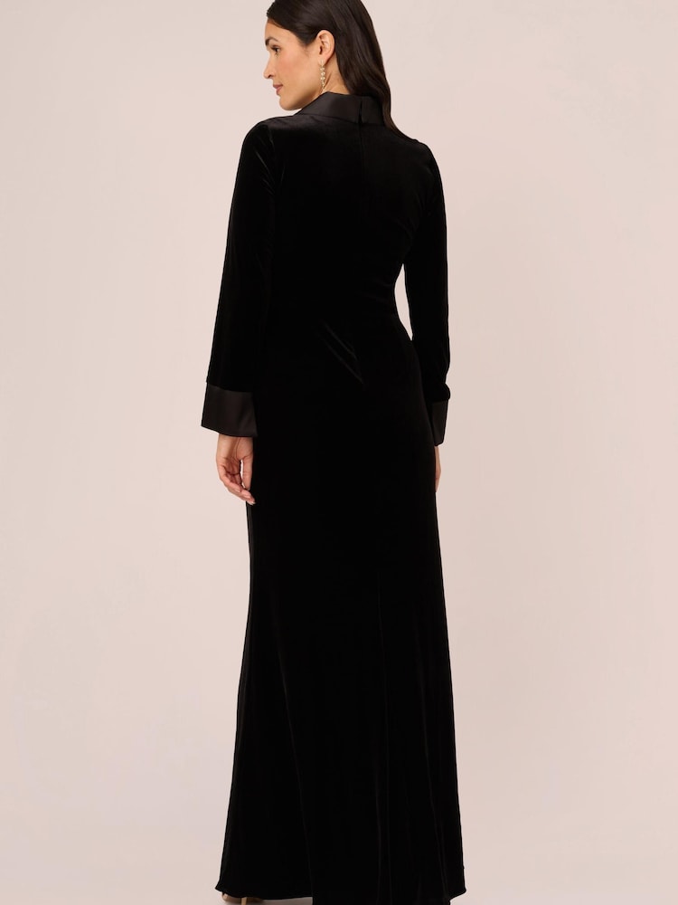 Adrianna Papell Velvet Tuxedo Black Gown - Image 2 of 7