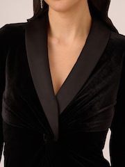 Adrianna Papell Velvet Tuxedo Black Gown - Image 4 of 7