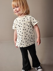 White Polka Dots Short Sleeve Scallop 100% Cotton T-Shirt (3mths-7yrs) - Image 2 of 7