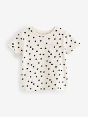 White Polka Dots Short Sleeve Scallop 100% Cotton T-Shirt (3mths-7yrs) - Image 5 of 7