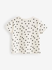 White Polka Dots Short Sleeve Scallop 100% Cotton T-Shirt (3mths-7yrs) - Image 6 of 7