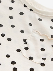 White Polka Dots Short Sleeve Scallop 100% Cotton T-Shirt (3mths-7yrs) - Image 7 of 7