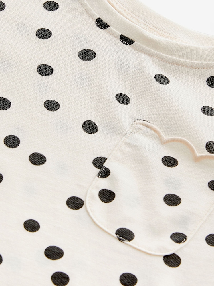 White Polka Dots Short Sleeve Scallop 100% Cotton T-Shirt (3mths-7yrs) - Image 7 of 7