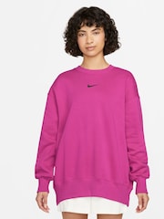 Nike Fushsia Pink Oversized Mini Swoosh Sweatshirt - Image 1 of 3