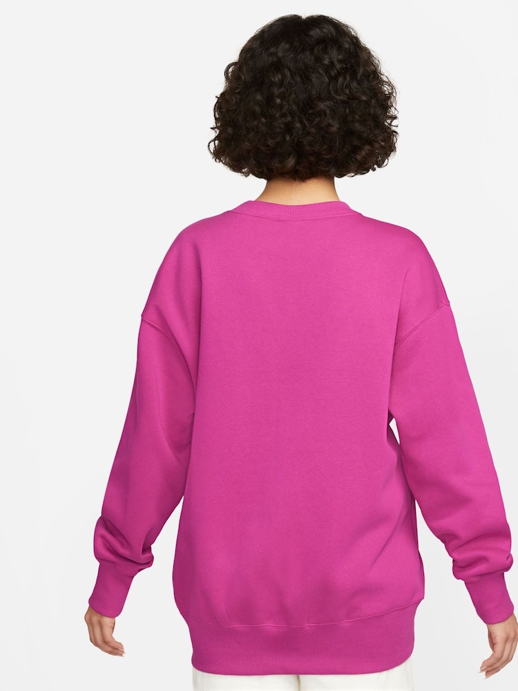 Nike Fushsia Pink Oversized Mini Swoosh Sweatshirt - Image 2 of 3