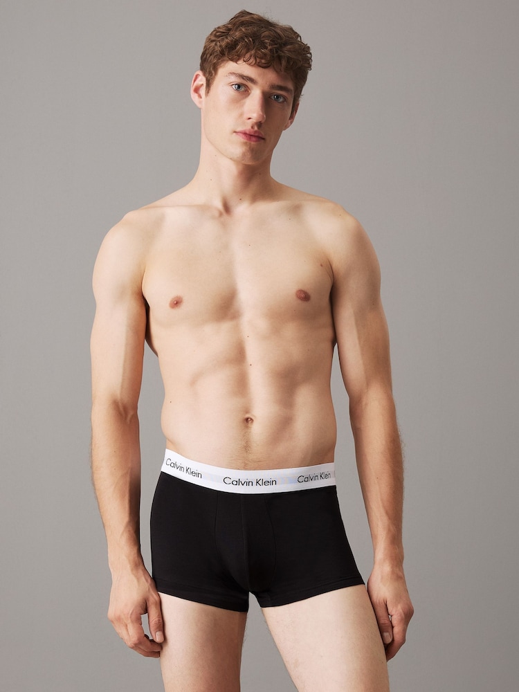 Calvin Klein Black/White Low Rise Boxers 3 Pack - Image 2 of 5 Calvin Klein Black/White Low Rise Boxers 3 Pack - Image 2 of 5