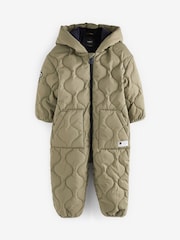 Khaki Green Quilted Snowsuit (3mths-7yrs) - Image 1 of 3