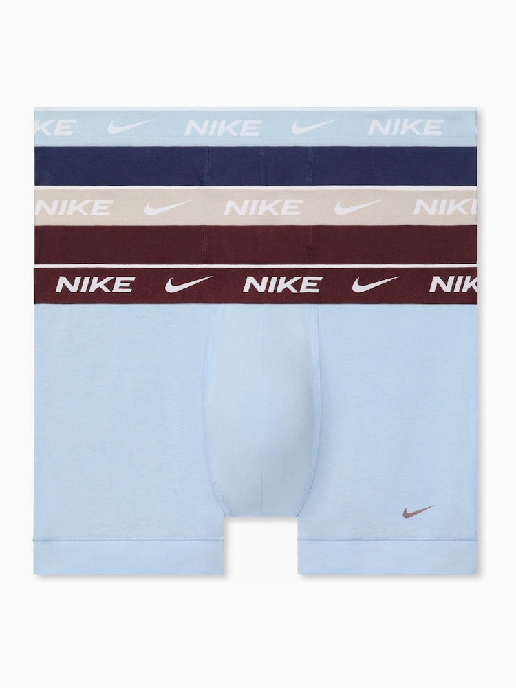 Nike Blue Dri-FIT Essential Cotton Stretch Boxer Trunks 3 Pack - Image 1 of 3 Nike Blue Dri-FIT Essential Cotton Stretch Boxer Trunks 3 Pack - Image 1 of 3