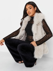 PixieGirl Petite Natural Long Faux Fur Gilet - Image 4 of 7