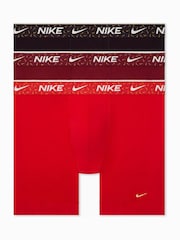 Nike Red/Maroon/Brown Essential Cotton Stretch Boxer Trunks 3 Pack - Image 1 of 4