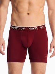 Nike Red/Maroon/Brown Essential Cotton Stretch Boxer Trunks 3 Pack - Image 2 of 4