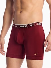 Nike Red/Maroon/Brown Essential Cotton Stretch Boxer Trunks 3 Pack - Image 4 of 4