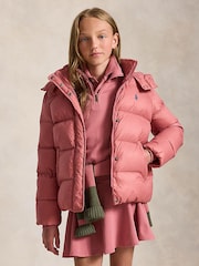 Polo Ralph Lauren Pink Down Logo Puffer Jacket - Image 1 of 8
