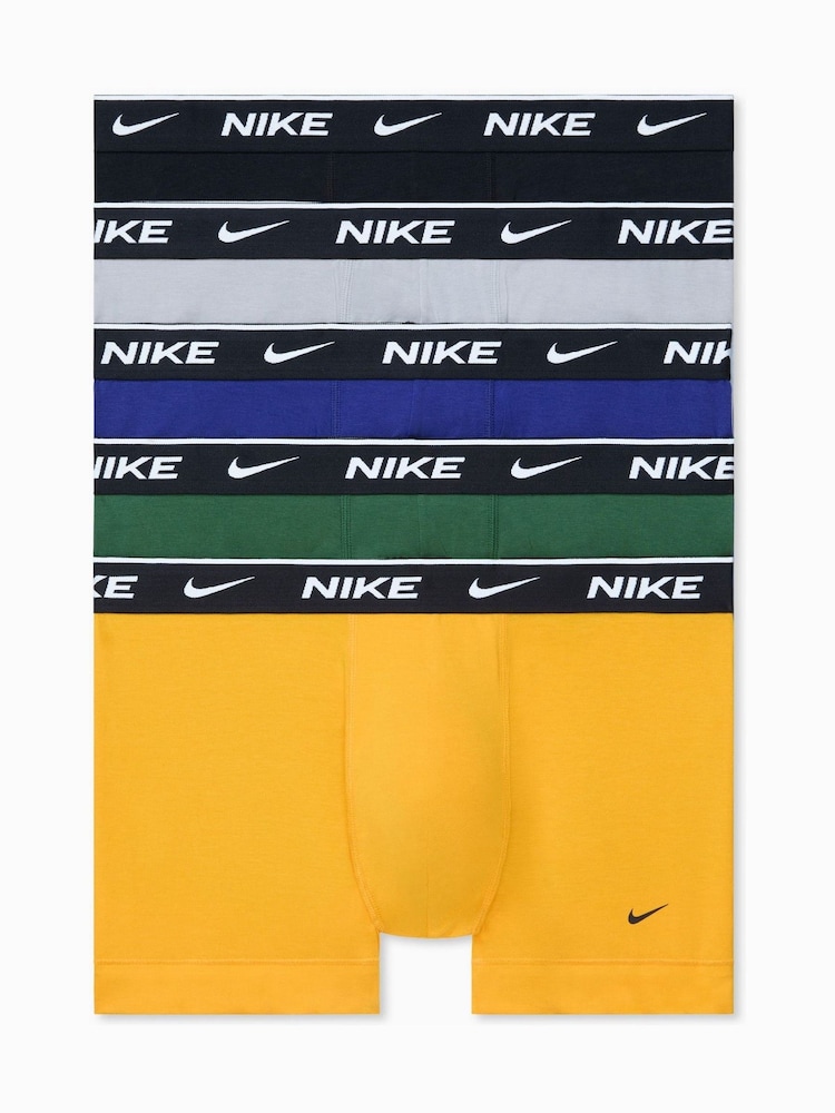 Nike Yellow Dri-FIT Essential Cotton Stretch Boxer Trunks 5 Pack - Image 1 of 6 Nike Yellow Dri-FIT Essential Cotton Stretch Boxer Trunks 5 Pack - Image 1 of 6