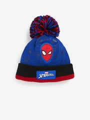 Blau - Spider-Man Strickmütze mit Bommel (1–10 J.) - Bild 1 von 1