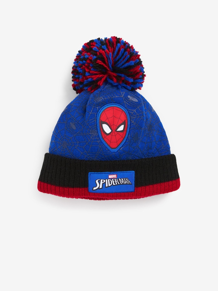 Blau - Spider-Man Strickmütze mit Bommel (1–10 J.) - Bild 1 von 1