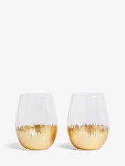 Lipsy 2 Pack Gold Foil Glass Tumbler - Image 4 of 4