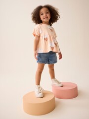 Peach Pink Ice Cream 100% Cotton Short Sleeve Empire T-Shirt (3mths-7yrs) - Image 2 of 7