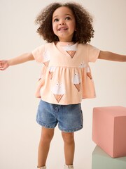 Peach Pink Ice Cream 100% Cotton Short Sleeve Empire T-Shirt (3mths-7yrs) - Image 4 of 7