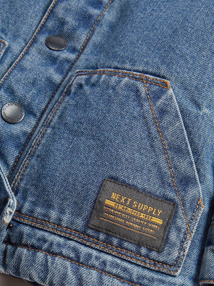 Jena bleu - Veste doublée en polaire en jean Teddy Borg (3 mois-7 ans) - Image 3 of 4