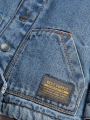Blue Denim Denim Teddy Borg Fleece Lined Jacket (3mths-7yrs) - Image 4 of 4