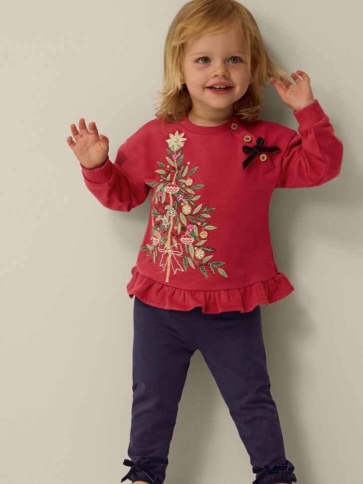 Monsoon Red Christmas Tree Sweatshirt & Leggings Set