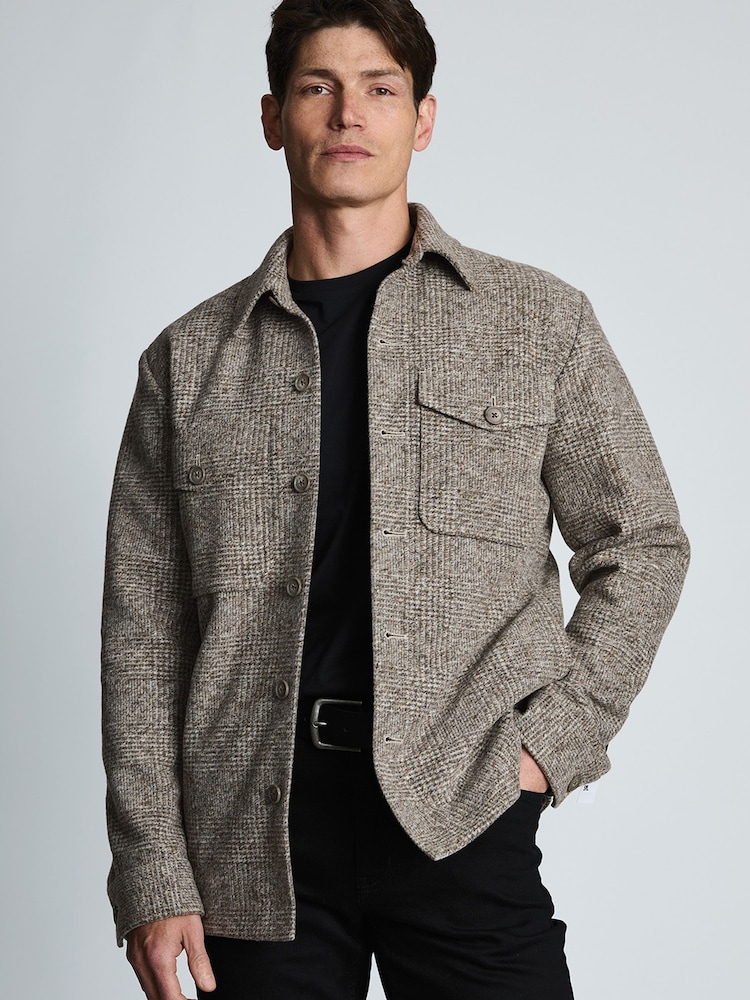 Brook Taverner Brown Prince of Wales Check Overshirt - Image 1 of 6 Brook Taverner Brown Prince of Wales Check Overshirt - Image 1 of 6